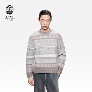 男装 复古提花百搭针织衫 半高领虚提羊绒衫 厚款 25年秋冬新品 ERDOS