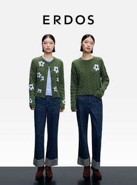 【花花万物】ERDOS女羊绒衫25年秋冬新品圆领提花短袖/套衫/开衫
