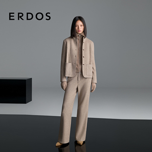圆机羊绒女士裤 ERDOS 装 25年秋冬新品 子 直筒裤 头等舱精密针织