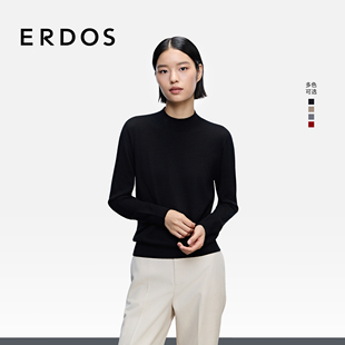善系列 25年秋新品 ERDOS 精纺半高领羊绒衫 纯色百搭针织衫 女装