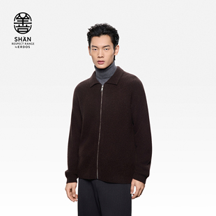 25年秋冬新品 小翻领羊绒牦牛绒开衫 老钱风拉链针织外套 男装 ERDOS