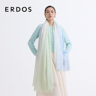 时尚 ERDOS 轻薄吊染围巾柔软女 精纺丝绒渐变披肩