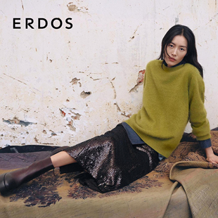 25年秋冬新品 善系列羊绒拉绒套衫 ERDOS 圆领女士上衣 刘雯同款