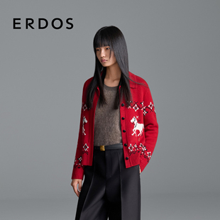25年冬新品 费尔岛提花女羊绒衫 ERDOS 生肖开衫 辛芷蕾同系列