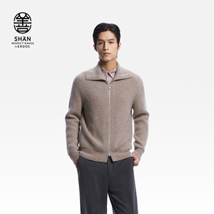 初绒 26年早春新品 ERDOS 翻领双畦羊绒开衫 老钱风针织衫 男装