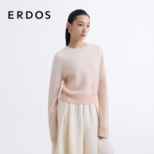 ERDOS圆领拉绒渐变羊绒衫