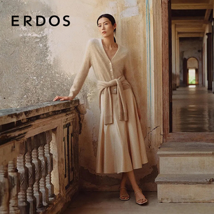 V领微生物染羊绒开衫 ERDOS 女淡人穿搭针织 刘雯同款