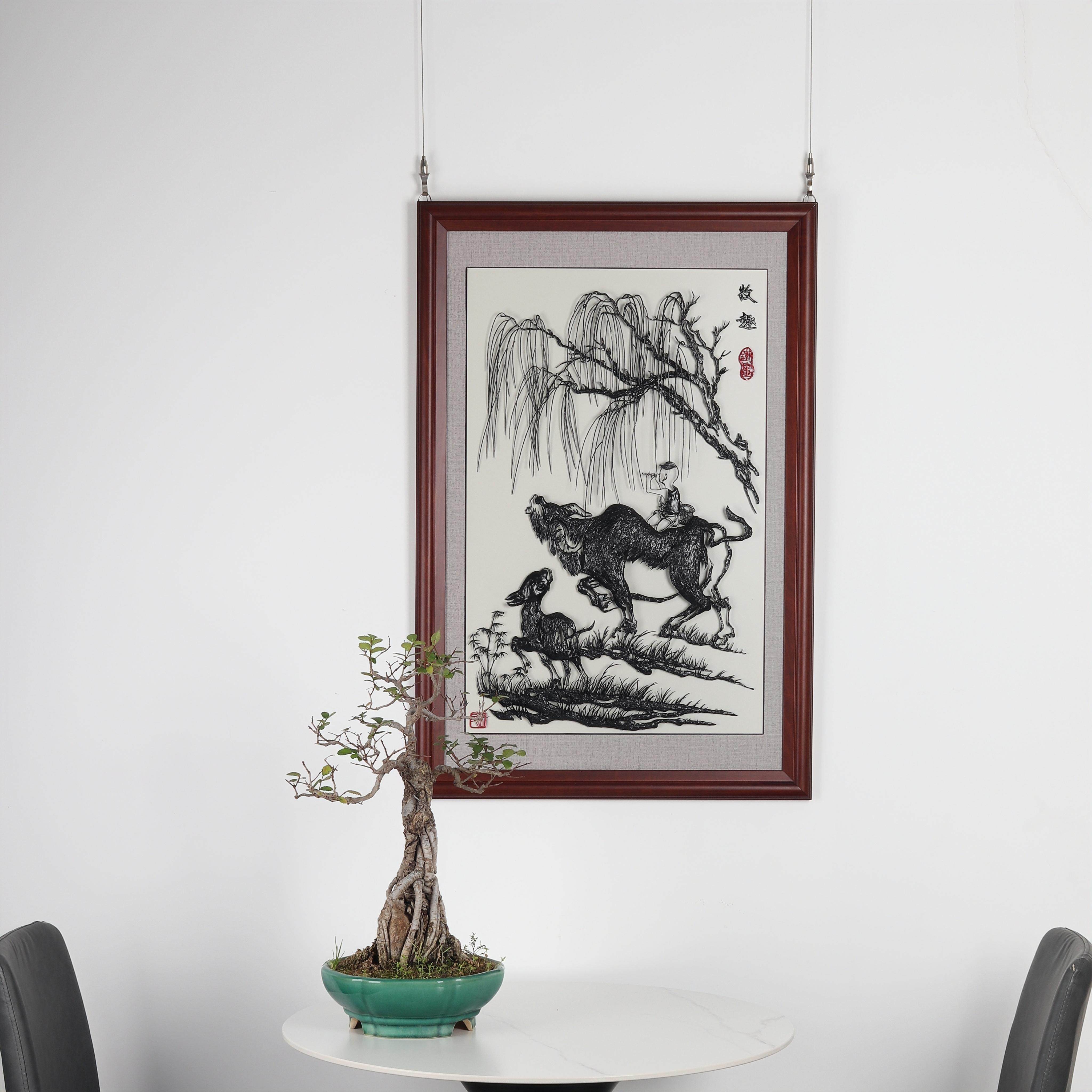 芜湖铁画 牧牛童子图 牧趣 锻打铁画 传统中国中式风 合肥实体店