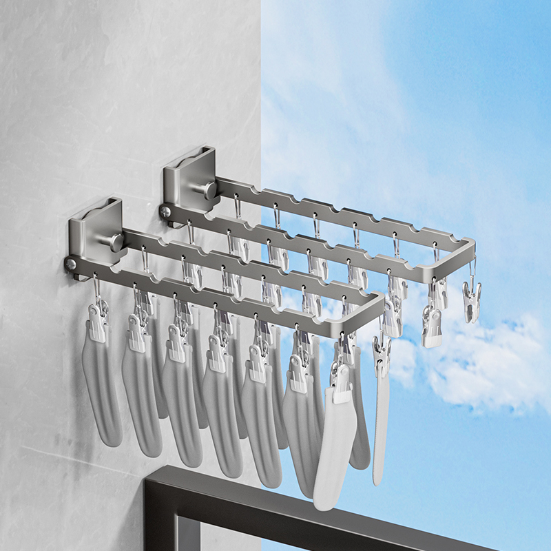 太空铝吸盘袜子架晾晒架