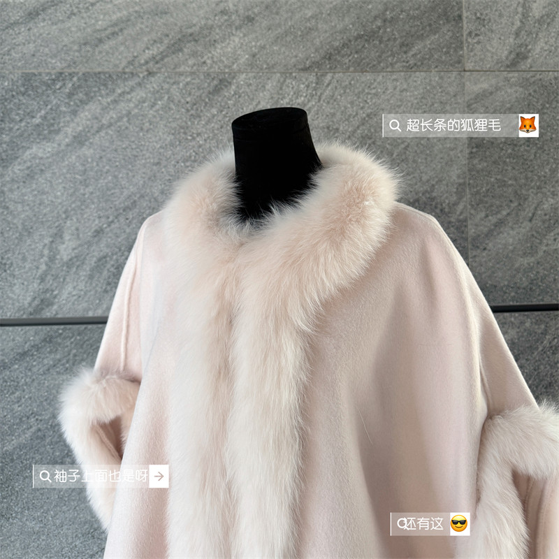 宝儿姜真狐狸毛全羊毛上衣斗篷双面呢大衣外套女春秋古风冬风短款,女装/女士精品,毛呢外套,淘宝优惠券,粉丝福利购,淘宝优惠卷