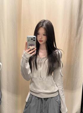 连帽假两件拉链连帽卫衣女秋季新