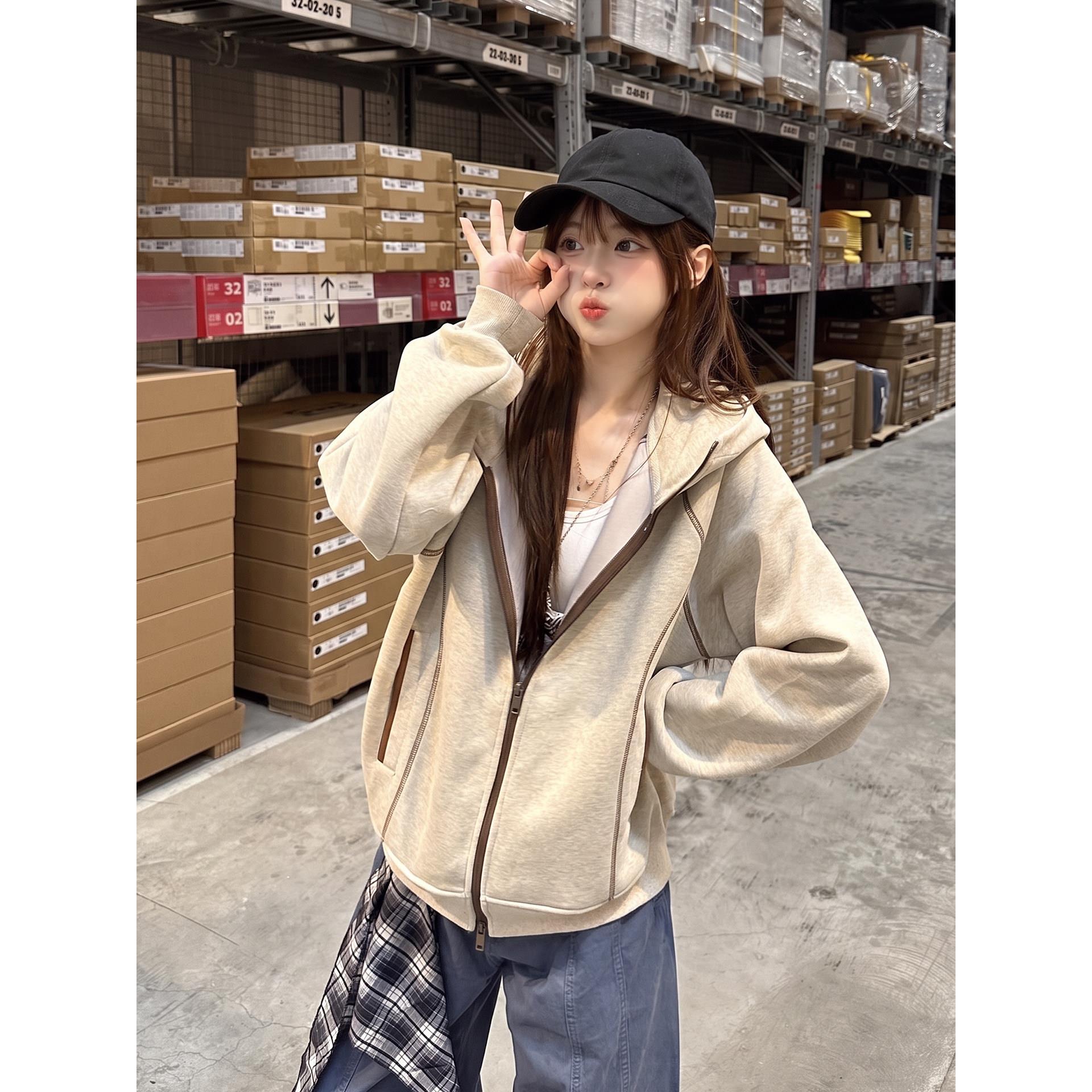 NEXT Renmei美式运动潮牌连帽外套女秋冬季2026新款休闲宽松大码