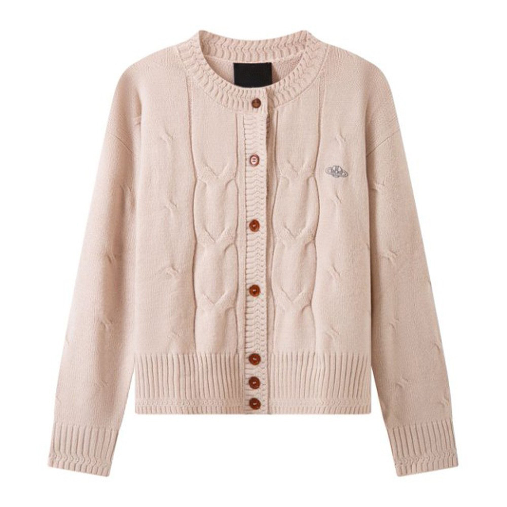 2025西太后土星毛衣开衫刺绣复古百搭麻花新款针织衫外套女