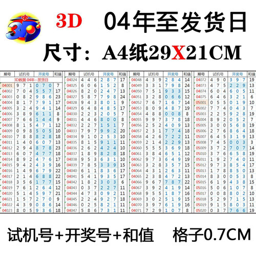 福彩3D开奖历史中奖号码大全记录走势图手抄记录本彩票开奖号码表