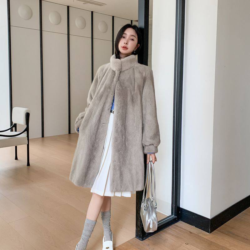 貂皮大衣水貂皮草外套加厚立领