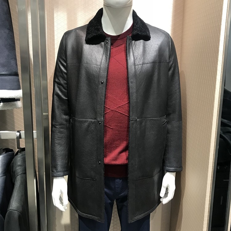 两面穿羊皮毛一体商务休闲保暖秋冬男士真羊尼克服裘皮草外套方仕