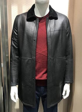两面穿羊皮毛一体商务休闲保暖秋冬男士真羊尼克服裘皮草外套方仕