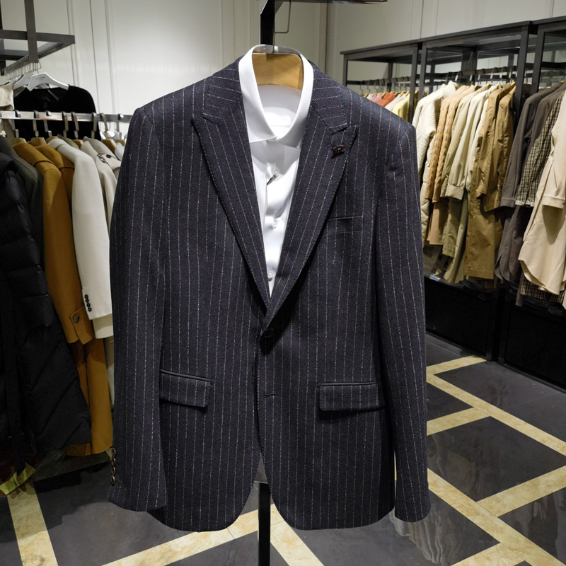 商务高端羊毛面料中灰正装西服男士时尚帅气2粒扣西装套装诺丁山
