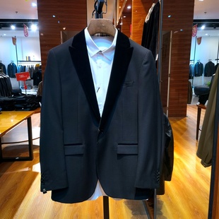 1粒扣开衩婚礼面试伴郎西装 新款 西服男时尚 高端羊毛混纺商务正装
