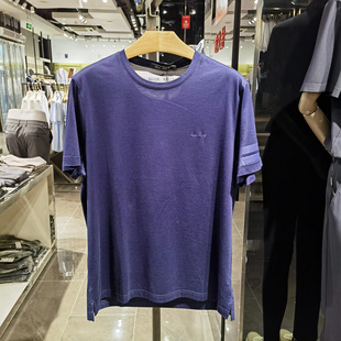 高端桑蚕丝棉商务休闲圆领短袖T恤男士夏季新款舒适体恤凯文凯利