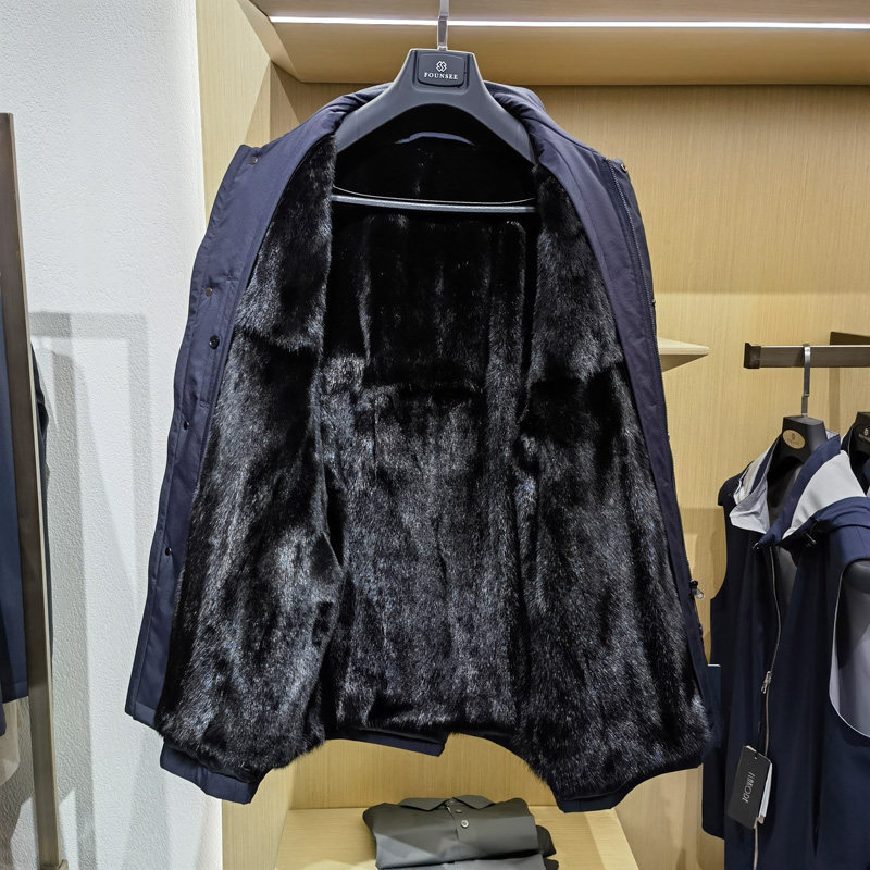 方仕春季新款小母貂裘皮一体风衣