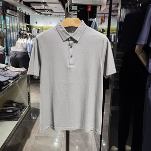 桑蚕丝棉高端商务翻领短袖T恤男士夏季新款舒适休闲体恤凯文凯利