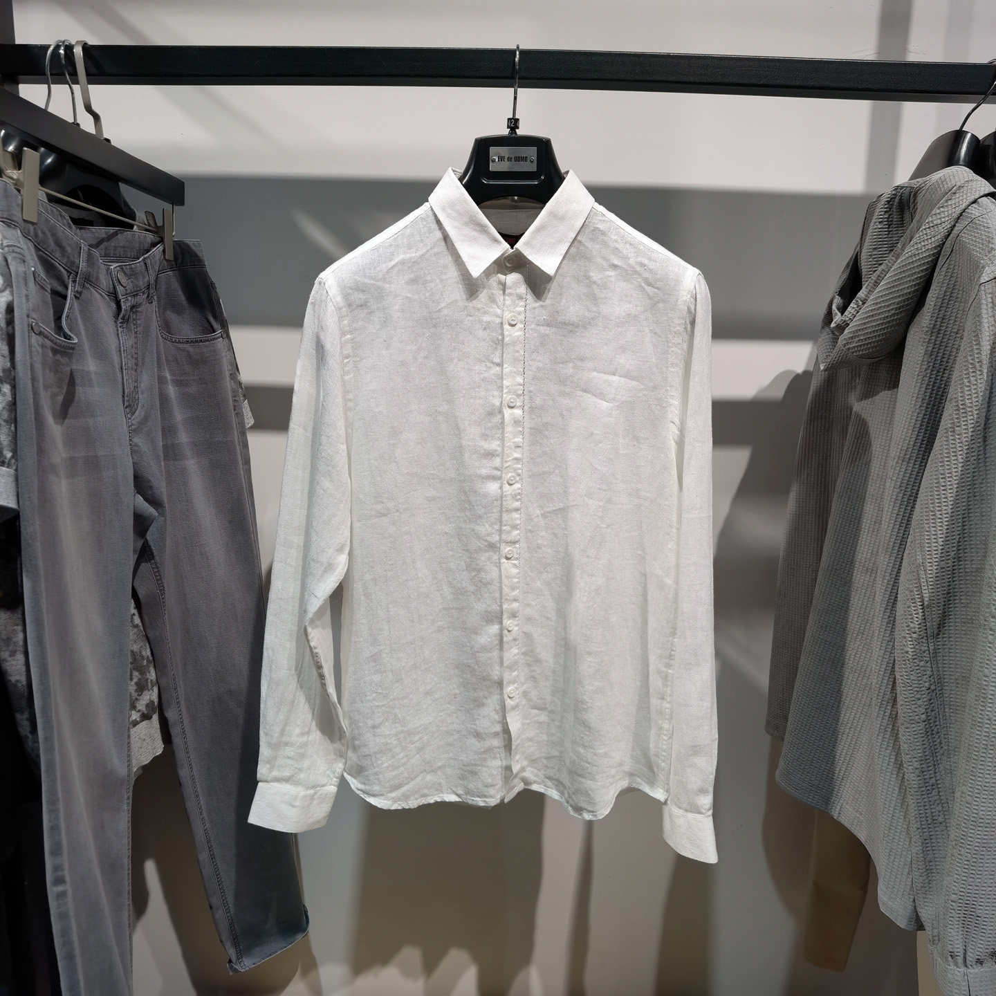 老钱风白色高端纯亚麻男松弛感舒适长袖衬衫新款休闲衬衣  诺丁山