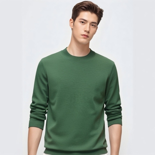 赫祖丁 保暖休闲毛衫 山羊绒桑蚕丝混纺商务圆领毛衣男士 秋冬新款