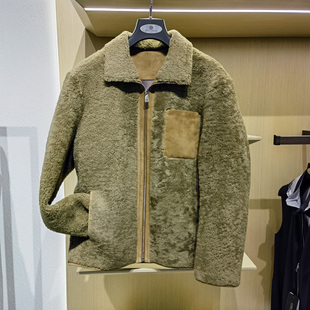保暖帅气羊皮草皮衣外套方仕 翻领秋冬新款 高端真皮毛一体男士 时尚