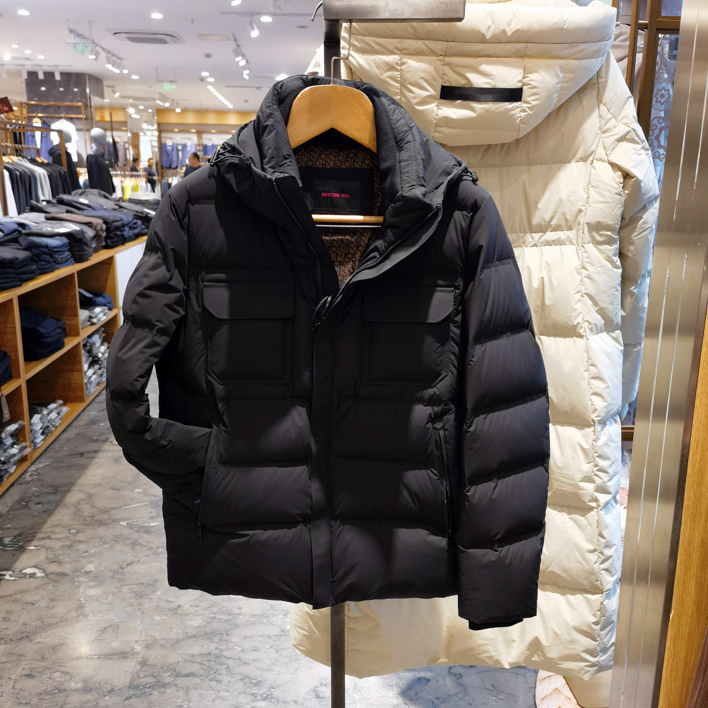 高端白鸭绒连帽羽绒服男冬季新款时尚百搭拉链舒适保暖外套诺丁山