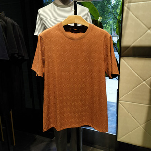 聚酯纤维弹力高端圆领短袖T恤男夏季新款休闲时尚舒适体恤 依文