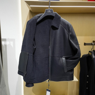 真羊皮尼克服裘皮草保暖外套方仕 新款 高端时尚 翻领皮毛一体男冬季