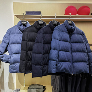 高端轻盈100%山羊绒立领白鹅绒羽绒服男冬季新款时尚保暖外套方仕