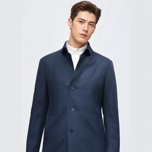 翻领外套方仕正品 毛呢大衣男士 潮流修身 高端山羊绒全鹅绒内胆新款