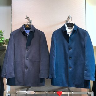 高端山羊绒大衣亲肤保暖帅气男士翻领全鹅绒内胆商务时尚毛呢外套