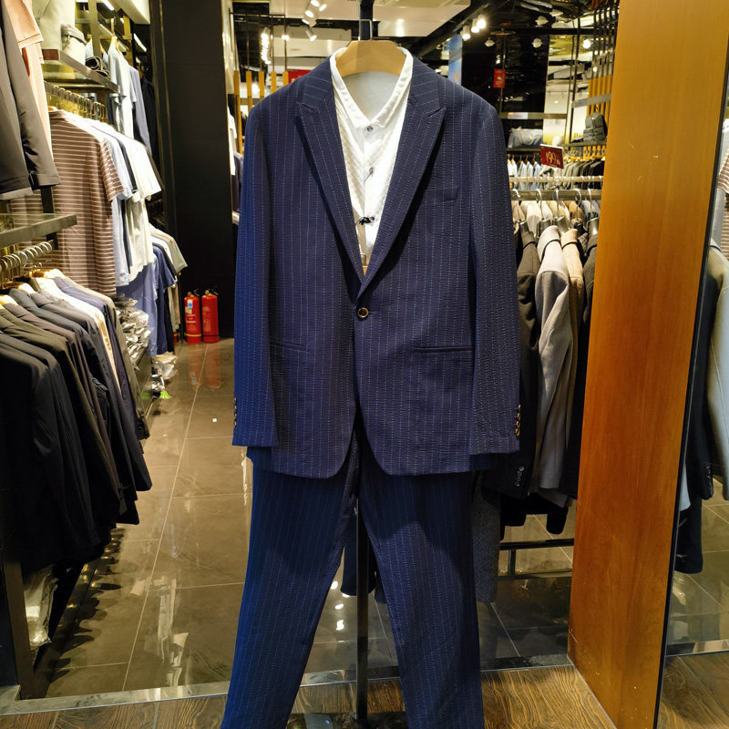 高端桑蚕丝羊毛商务正装西服男时尚帅气新款戗驳领西装套装诺丁山