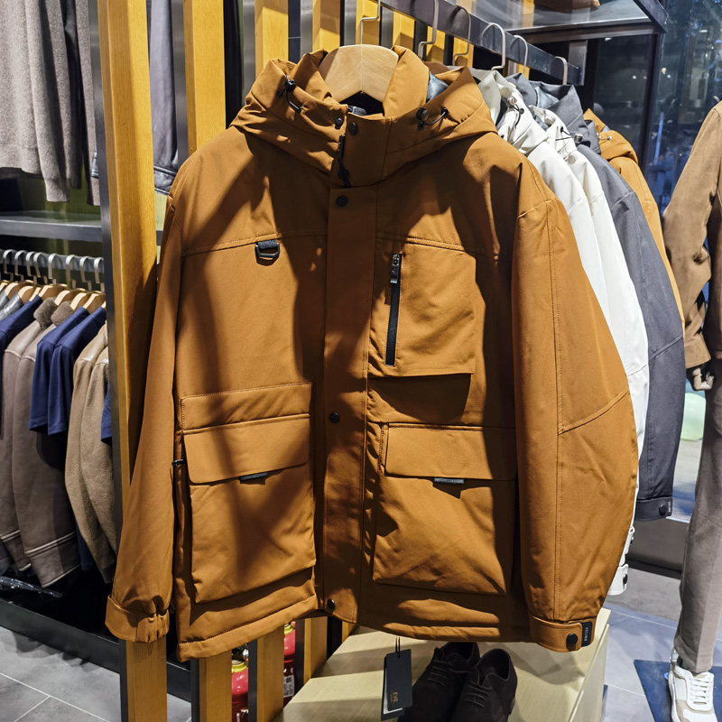 连帽羽绒服男装冬季新款新潮流休闲大气时尚舒适保暖鸭绒外套依文