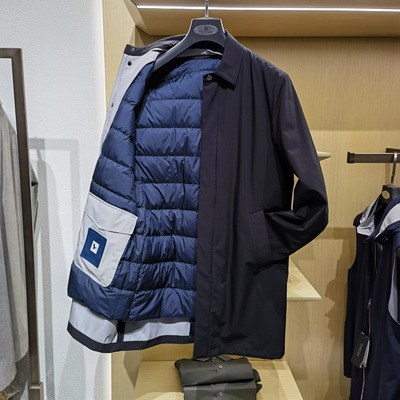 商务翻领高端白鹅绒羽绒服男中长款秋季新款轻盈时尚保暖外套方仕