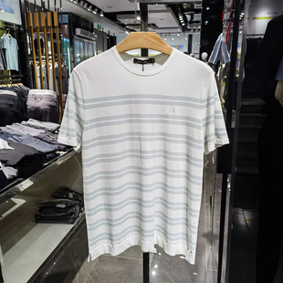 高端粘纤混纺时尚休闲圆领短袖T恤男士夏季新款舒适体恤凯文凯利