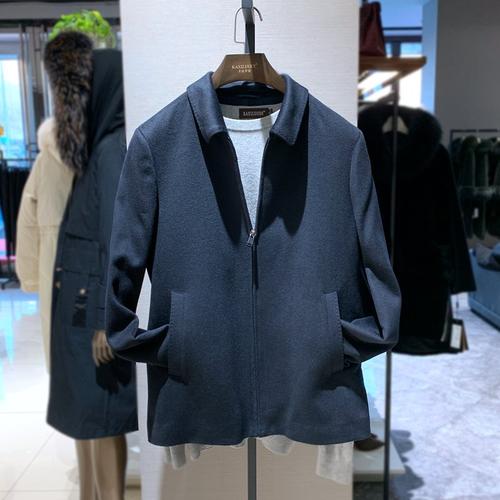 新款纯羊毛商务翻领时尚拉链大衣