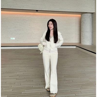 大眼LARGEEYE 小个子新款 春夏高腰显瘦微喇裤女休闲百搭拖地长裤