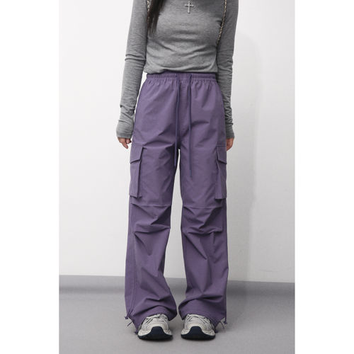 大眼LARGE EYE 小个子户外紫色冲锋裤女春秋运动多巴胺色系工装裤