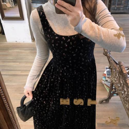 大眼large eye 小个子 长款丝绒连衣裙两件套冬季打底内搭连衣裙