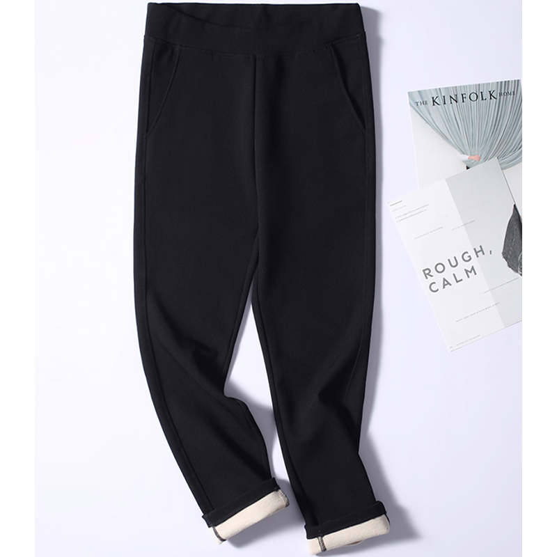 冬季女真丝加绒修身长裤桑蚕丝高腰修身加厚保暖打底裤