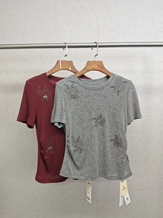 时尚 Ka系列＆专柜25夏 天丝 绵羊毛 912 钉珠绣花T恤