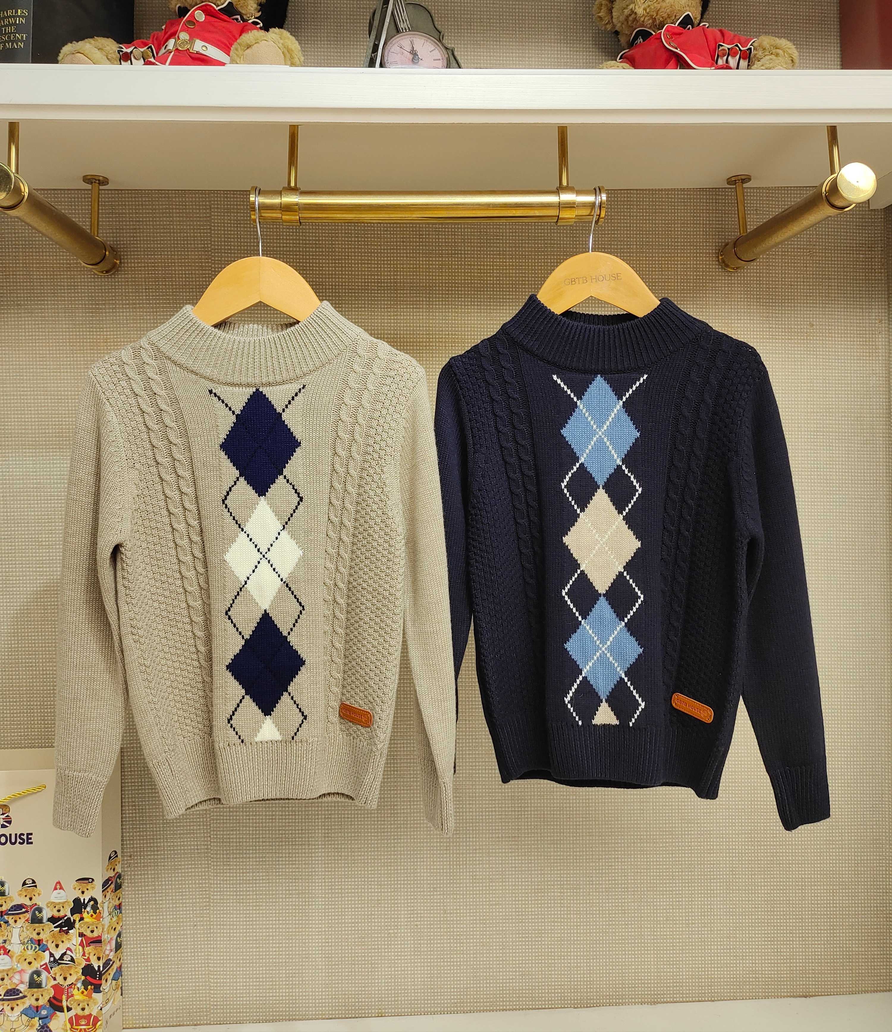 英国泰迪熊＆专柜童装 爆款丝光羊毛 半高领长袖毛衫 G5WW07