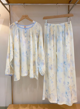 松*屋＆61201 100％再生碎花长袖长裤家居服套装