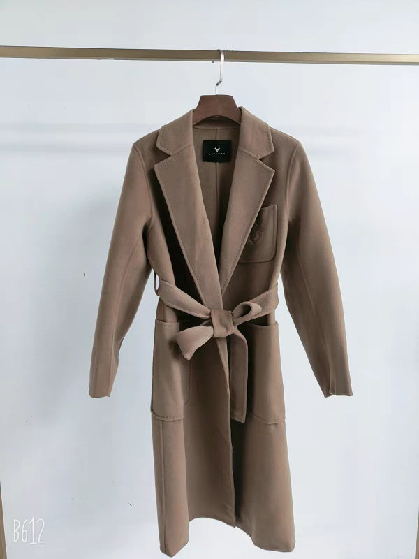 佧 S码 86612 100%绵羊毛浴袍款双面呢大衣