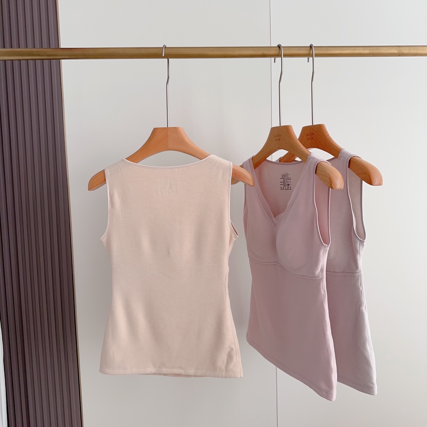 #19818 德绒+山羊绒+桑蚕丝 自带胸垫三合一保暖背心