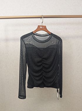 大牌h专柜25新款福利&高弹网纱长袖打底衫（仅换码）13937
